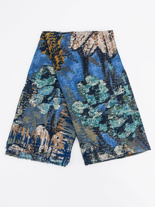 Niomi Lightweight Scarf - Blue, Painted Floral
