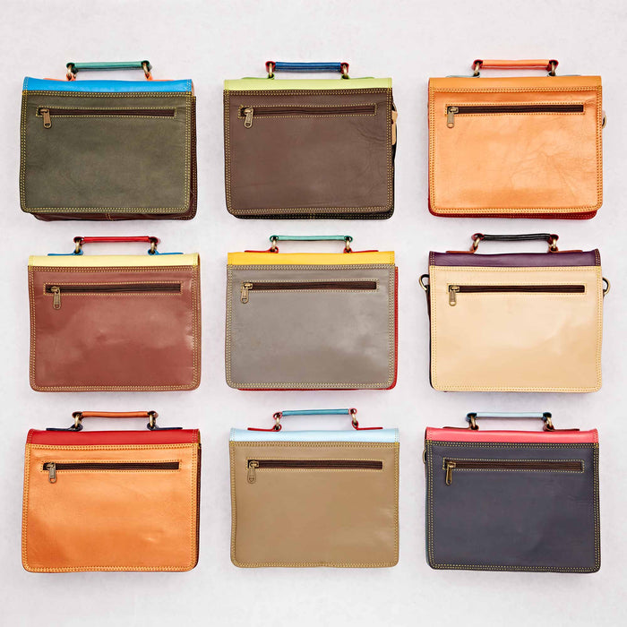 Shruti Small Multicolored Recycled Leather Satchel