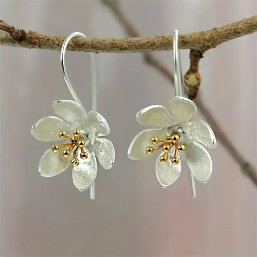 Exquisite Silver Flower Earrings