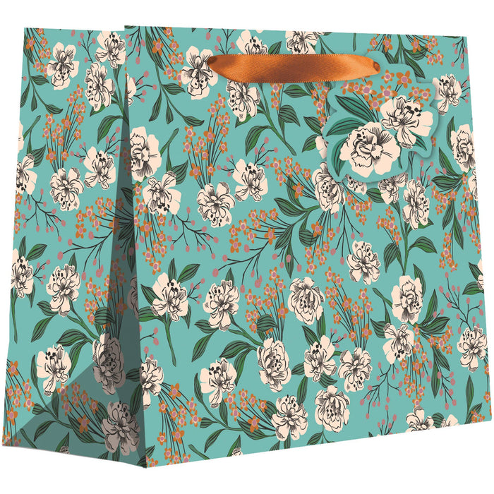 Retro Floral Aqua - Totes - Large