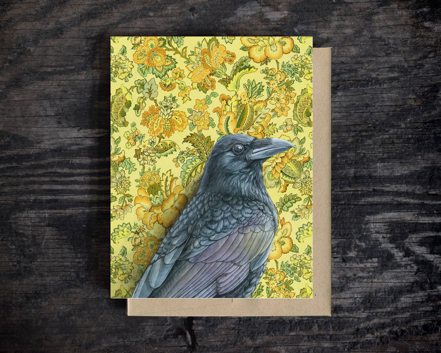 Raven (yellow) - Note Card - Art Department LLC