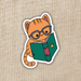 Cat with Glasses Reading Sticker