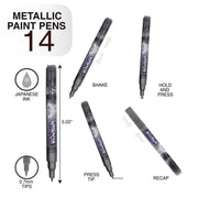 PINTAR Metallic Paint Pens - 14 Pack, 0.7MM Fine Tip - Art Department LLC