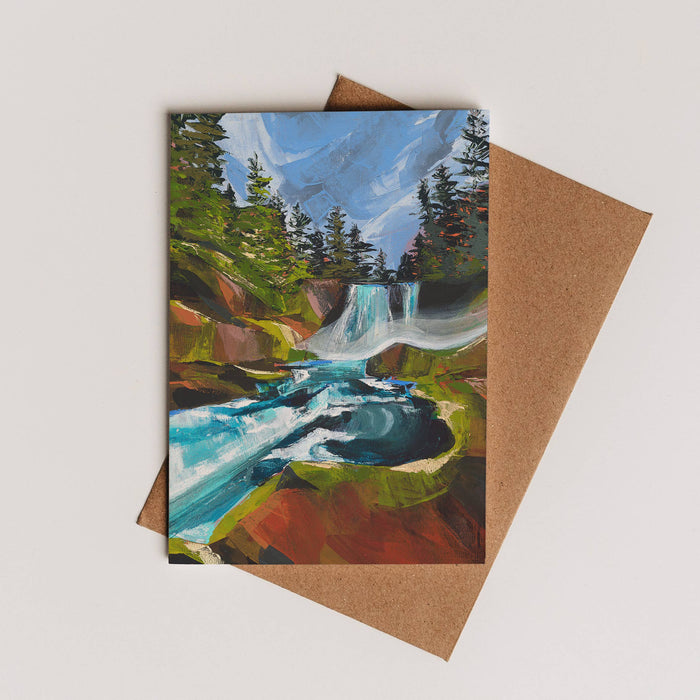 Sahalie Falls Greeting Card - Art Department LLC