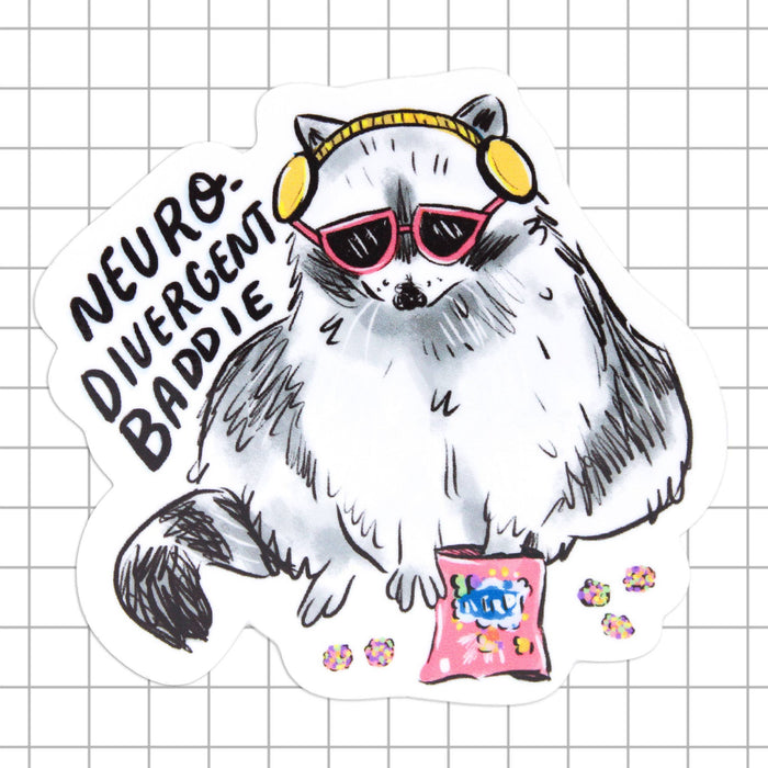 Neurodivergent Raccoon Vinyl Sticker