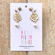 Flower And Pearl Stud Earrings - Art Department LLC