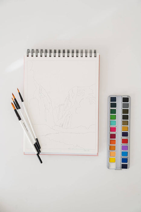 National Parks Watercoloring Book - Outlines w/Video Tutorials - Art Department LLC