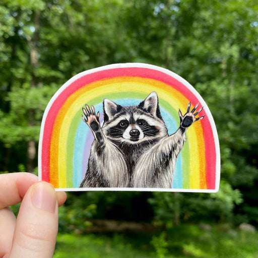 Rainbow Raccoon Weatherproof Vinyl Sticker - Art Department LLC