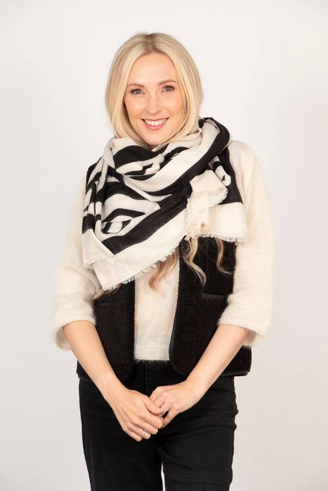 Aston Lightweight Scarf - Cream, Abstract - Art Department LLC