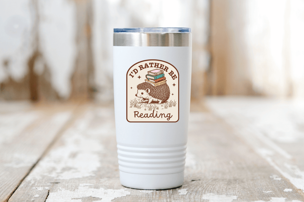 'I'd Rather Be Reading' Hedgehog Sticker - Art Department LLC
