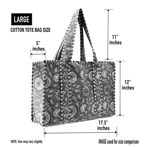 Cotton Fabric Tote Bag - measurements 