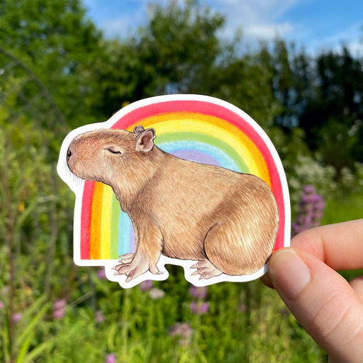 Rainbow Capybara Pride Weatherproof Vinyl Sticker - Art Department LLC