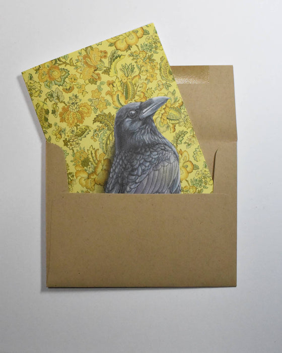 Raven (yellow) - Note Card - Art Department LLC