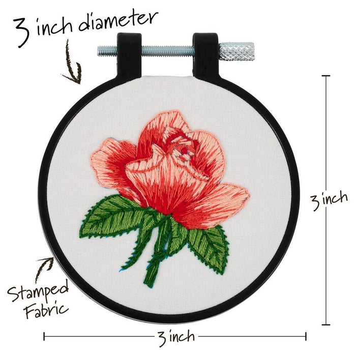 Bucilla® Stamped Embroidery Kit - Blooming Rose 3" - Art Department LLC