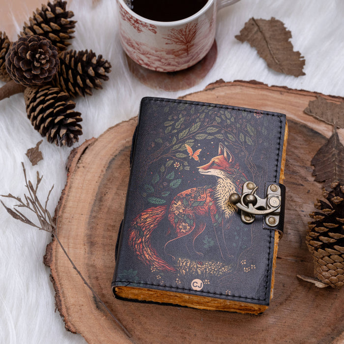 Leather Journal with Fox Print Cover