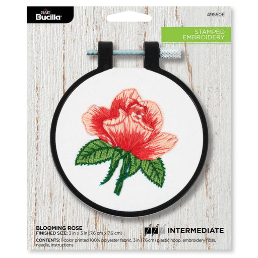 Bucilla® Stamped Embroidery Kit - Blooming Rose 3" - Art Department LLC