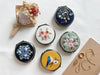 Floral Embroidered Round Jewelry Box With Mirror - Art Department LLC