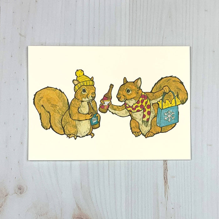 Beer Squirrel Winter 5x7" Notecard