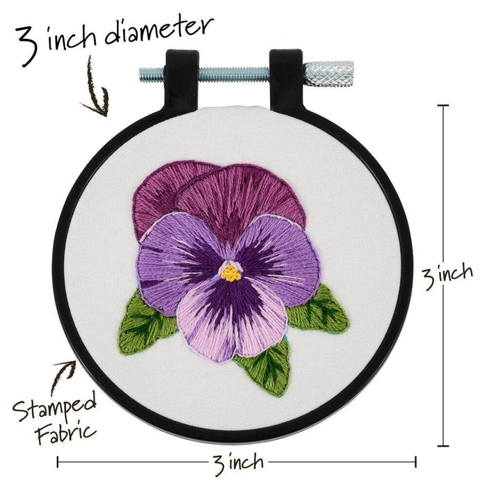 Embroidery Kit - Pretty Pansy - Art Department LLC