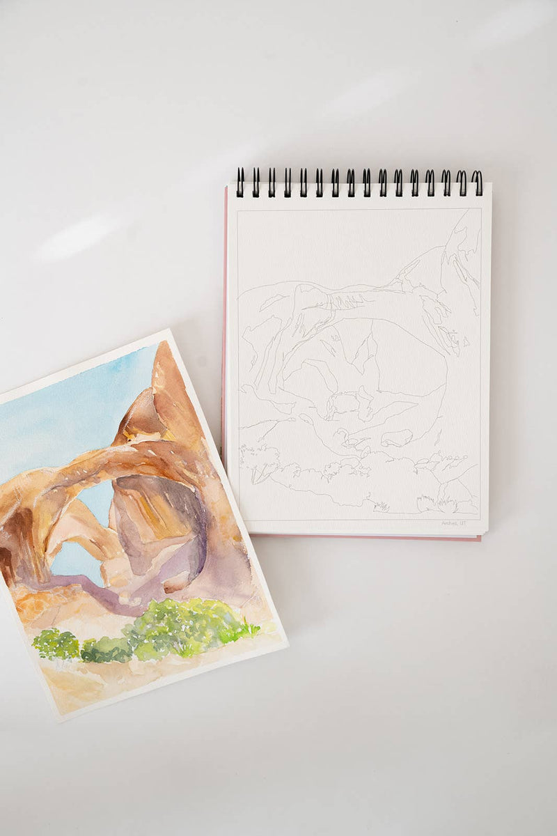 National Parks Watercoloring Book - Outlines w/Video Tutorials - Art Department LLC