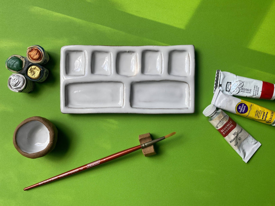 7 - Pan Ceramic Artist Paint Palette - Watercolor Supplies - Art Department LLC