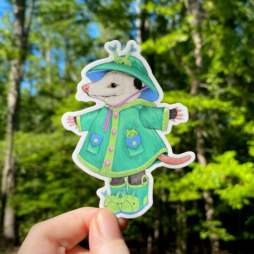 Raincoat Opossum Weatherproof Vinyl Sticker - Art Department LLC