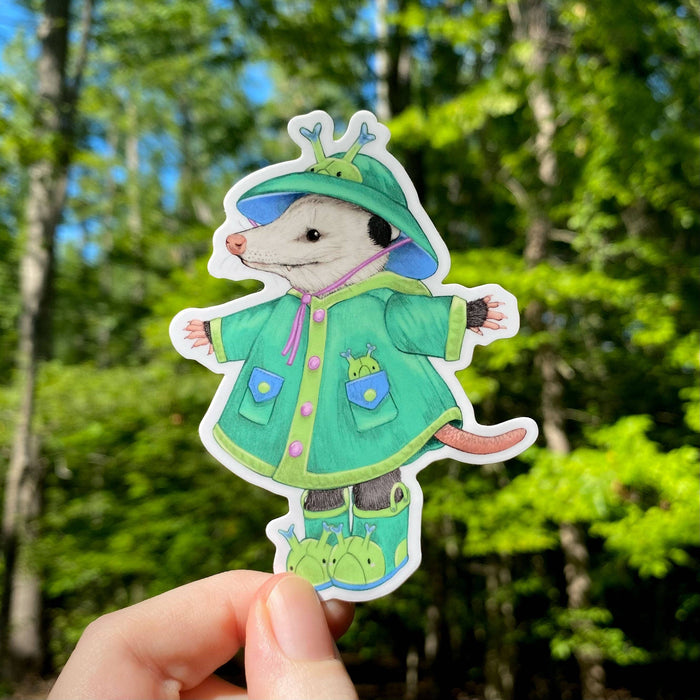 Raincoat Opossum Weatherproof Vinyl Sticker - Art Department LLC