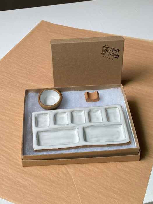 7 - Pan Ceramic Artist Paint Palette - Watercolor Supplies - Art Department LLC