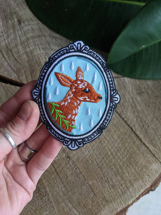 Iron-on patch | deerest - oval deer 3.5" x 2.75"