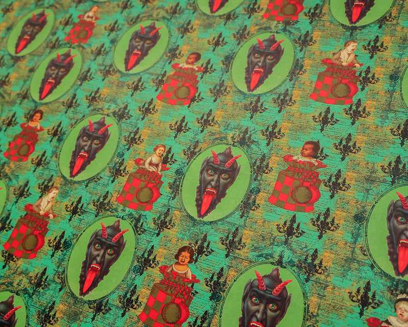 Krampus Children Collage Wrapping Paper Set 3 Sheet Roll - Art Department LLC