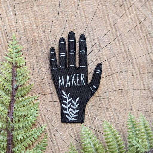 Iron-on patch | hand maker - black & white 2.5" x 3.9" - Art Department LLC