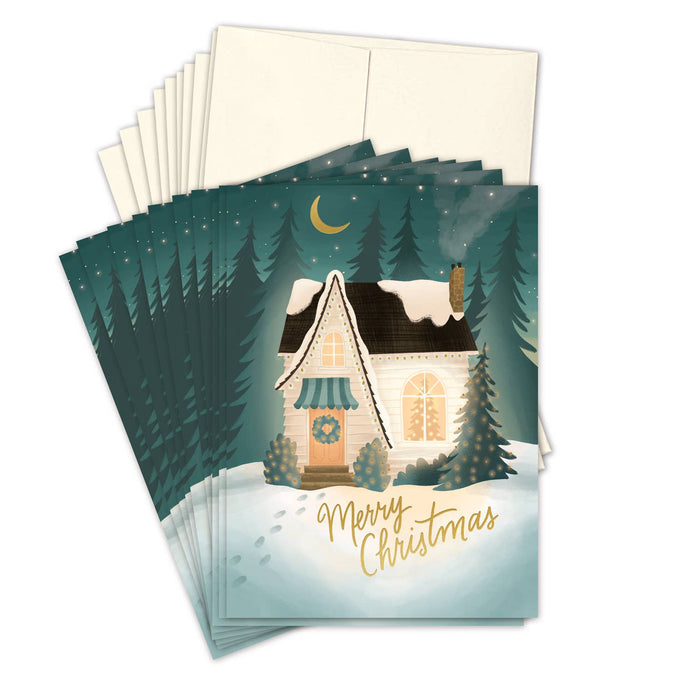 Cozy Christmas House Boxed Holiday Cards - Set of 10 - Art Department LLC