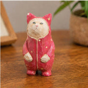 Hand-Carved & Painted Polka-dot Wood Cat Figurine - Art Department LLC