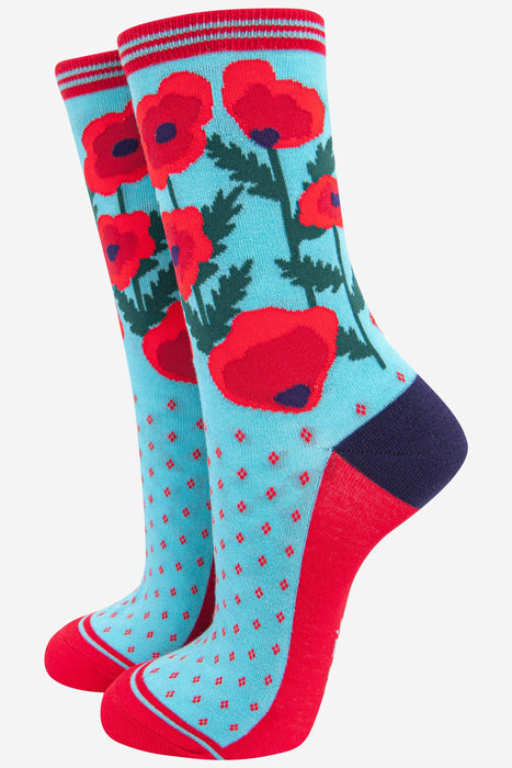 Red Poppy Bamboo Socks