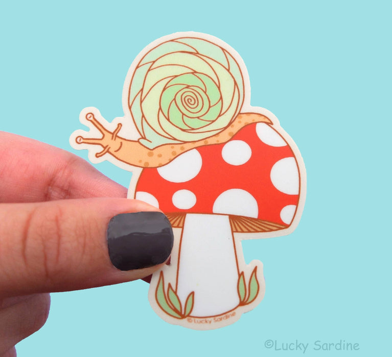 Snail & Toadstool, Mushroom, Retro Shroom Vinyl Sticker - Art Department LLC