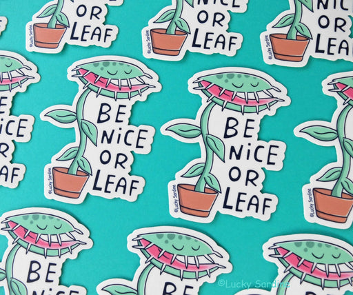 Be Nice Or Leaf, Venus Fly Trap Sticker - Art Department LLC