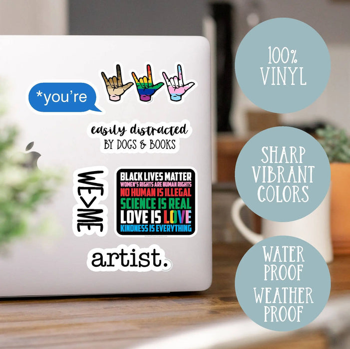 Coffee, Books, and Social Justice Vinyl Sticker - Art Department LLC