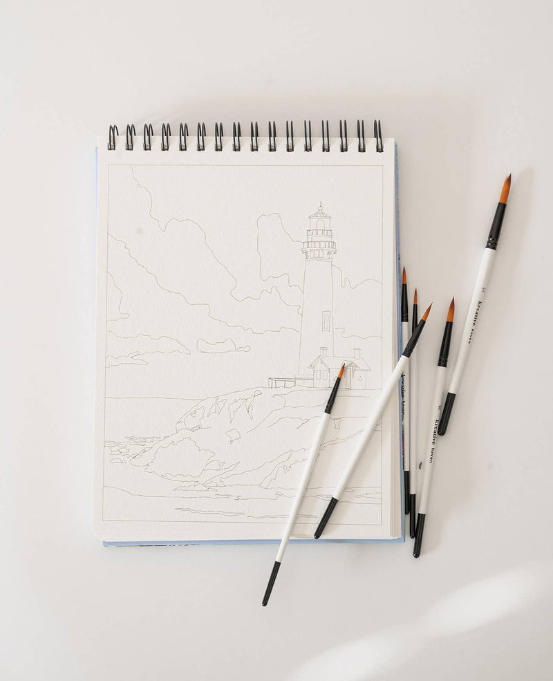 Landscape Watercoloring Book - Outlines with Video Tutorials - Art Department LLC