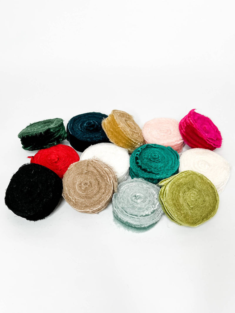 1.25" Raw Edge Velvet Ribbon - Art Department LLC