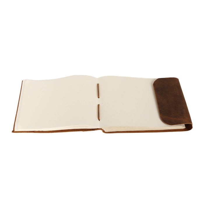 Rustic Brown Leather Journal with Handmade White Paper - Art Department LLC