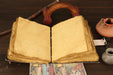 Leather Journal with Moon Print Cover, open
