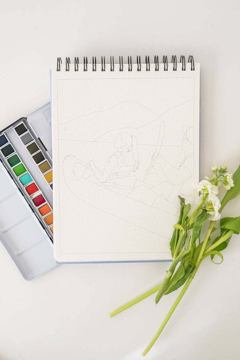 Landscape Watercoloring Book - Outlines with Video Tutorials - Art Department LLC