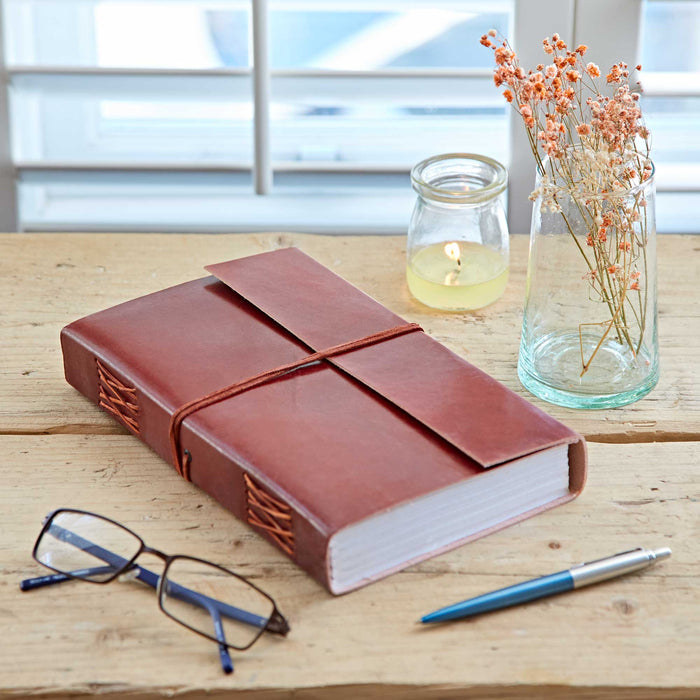 Handmade XL Distressed Plain Leather Journal Notebook