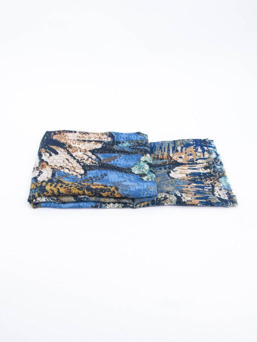 Niomi Lightweight Scarf - Blue, Painted Floral