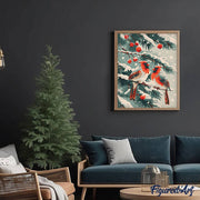 Paint by Numbers rolled - Winter Cardinals - Art Department LLC