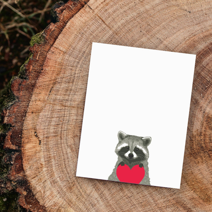 Raccoon Heart Blank Note Card - Art Department LLC