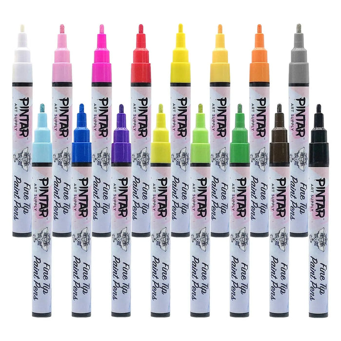PINTAR Premium Acrylic Paint Pens - 1mm Fine Tip Pens(16 colours) - Art Department LLC
