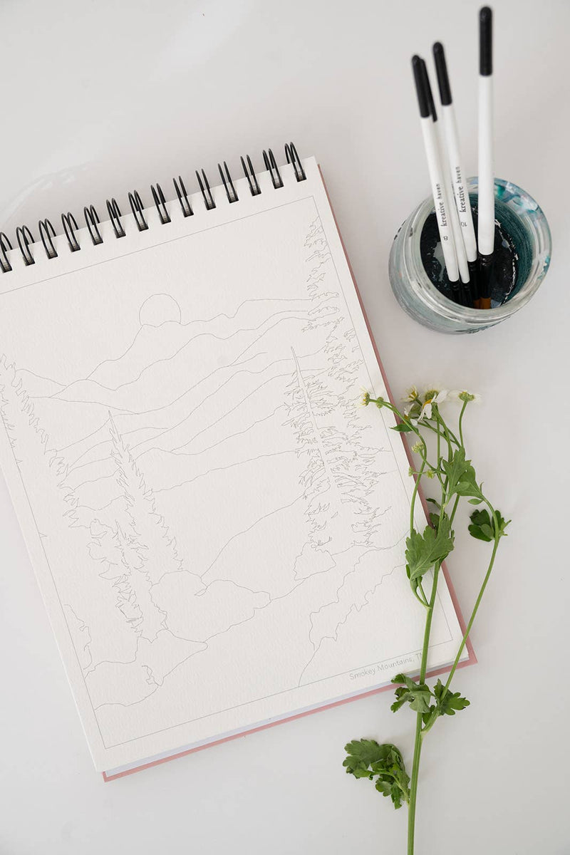 National Parks Watercoloring Book - Outlines w/Video Tutorials - Art Department LLC