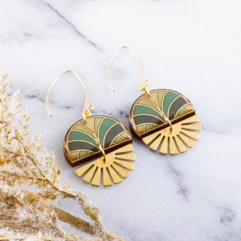 Art Deco Stacked Sunburst Earrings - Art Department LLC