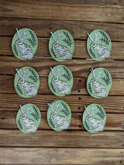 Iron-on patch | jackalope - green oval 2.5" x 3.2" - Art Department LLC